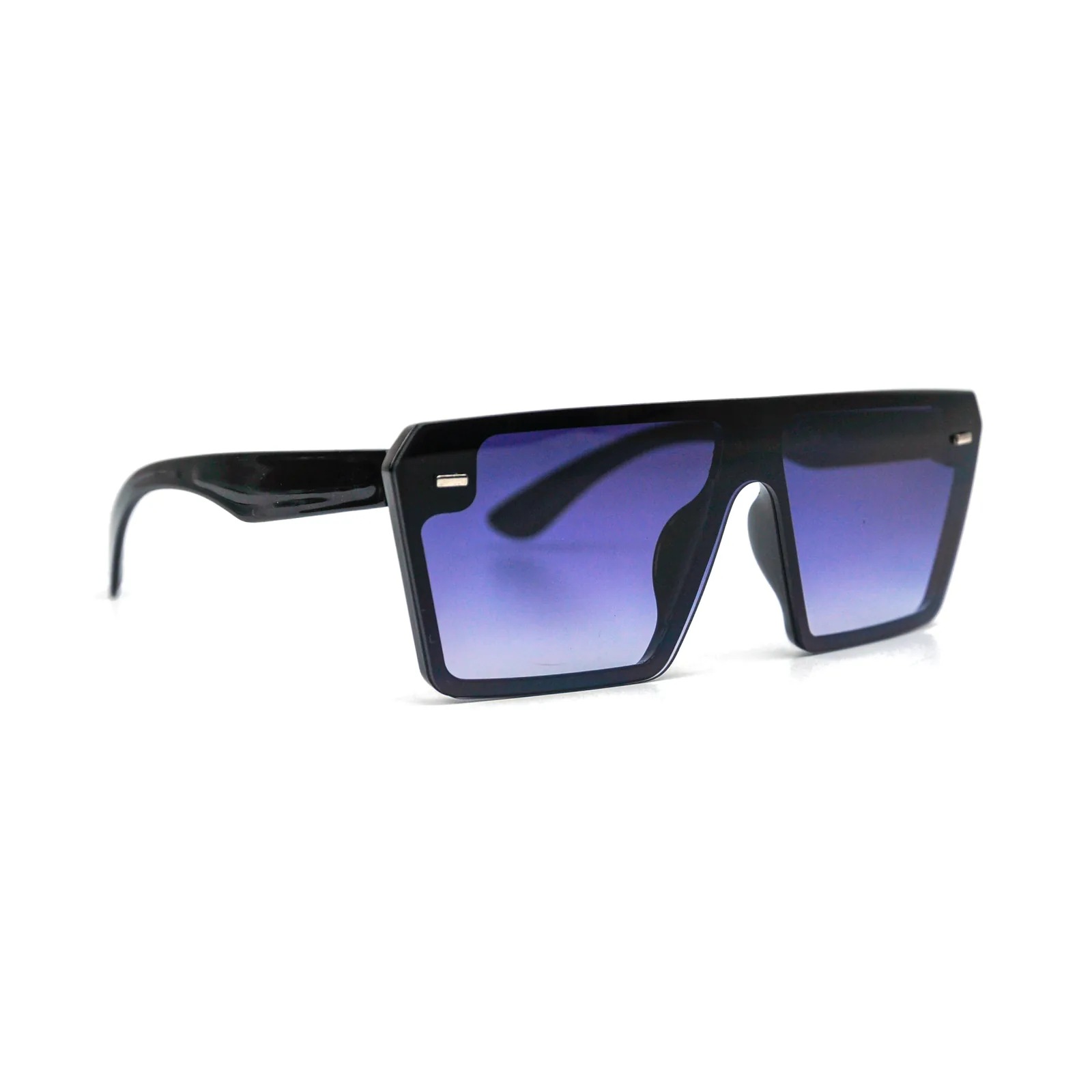 Gafas de sol Raysol Bolnuevo oversize de acetato negro con barra plana y lente degradada azul violeta